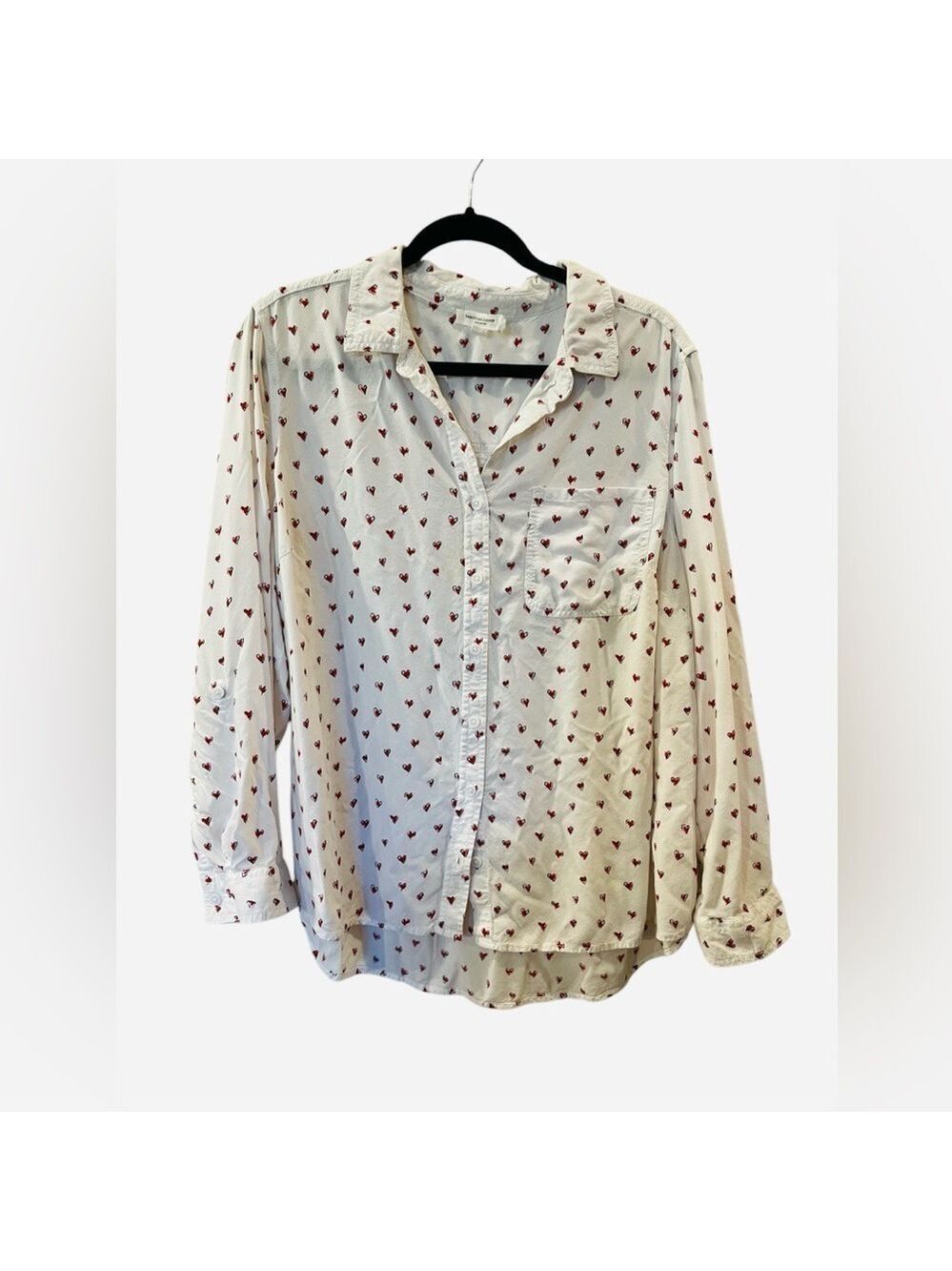 Heart Print Button-Up Shirt